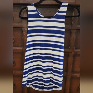 Skies Are Blue, Blue and White Halter RacieTank Top